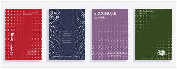 Minimalistic cover design templates. Layout set for covers of books, albums, notebooks, reports, magazines. Star, dot halftone gradient effect, flat modern abstract design Geometric mock-up texture