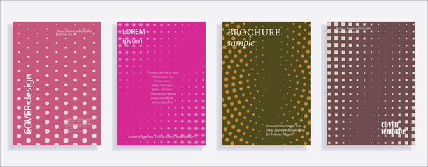 Minimalistic cover design templates. Layout set for covers of books, albums, notebooks, reports, magazines. Star, dot halftone gradient effect, flat modern abstract design Geometric mock-up texture