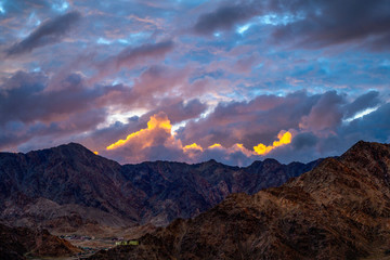 sunset in mountains