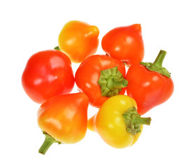 pile of orange chili peppers isolated on white background