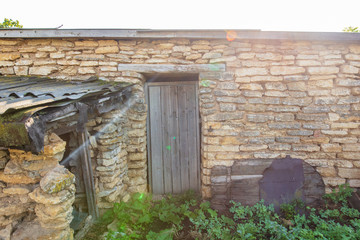 Old stone brick house in the village