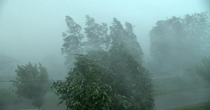 Extreme, hurricane like storm with rain in Bavaria, Germany.