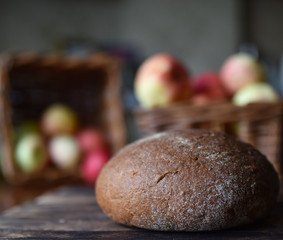 black rye bread on a wooden table