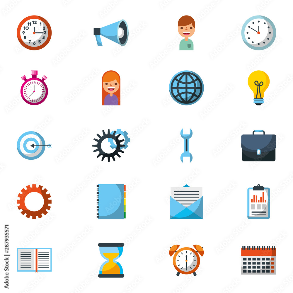 Wall mural bundle of business set icons