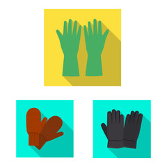 Vector illustration of glove and winter sign. Set of glove and equipment stock vector illustration.