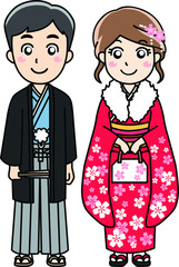 成人式の男性と女性