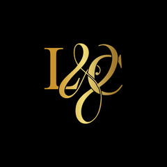 Initial letter LC L C luxury art vector mark logo, gold color on black background.	