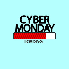 Cyber Monday Sale, progress loading bar design template, vector illustration