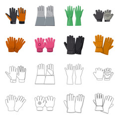 Isolated object of glove and winter icon. Set of glove and equipment stock symbol for web.