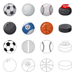 Vector illustration of sport and ball icon. Set of sport and athletic stock symbol for web.