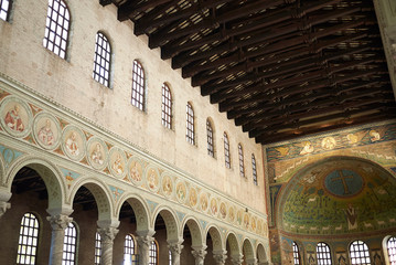 Classe, Italy - August 06, 2019 : View of Santa Apollinare in Classe church interior.