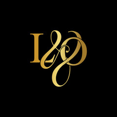Initial letter LO L O luxury art vector mark logo, gold color on black background.	