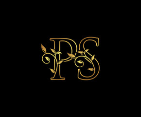 Initial letter P and S, PS, Gold Logo Icon, classy gold letter monogram logo icon suitable for boutique,restaurant, wedding service, hotel or business identity. - obrazy, fototapety, plakaty