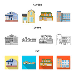 Vector illustration of building and front logo. Collection of building and roof stock vector illustration.