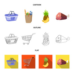 Isolated object of food and drink icon. Set of food and store vector icon for stock.