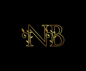Initial letter N and B, NB, Gold Logo Icon, classy gold letter monogram logo icon suitable for boutique,restaurant, wedding service, hotel or business identity.