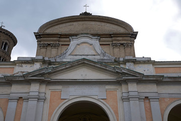Ravenna, Italy - August 14, 2019 : View of Ravenna cathedral facade