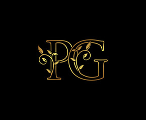 Initial letter P and G, PG, Gold Logo Icon, classy gold letter monogram logo icon suitable for boutique,restaurant, wedding service, hotel or business identity.