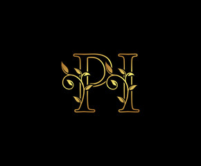 Initial letter P and I, PI, Gold Logo Icon, classy gold letter monogram logo icon suitable for boutique,restaurant, wedding service, hotel or business identity.