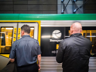 People wait for the train to go to work, perth australia.