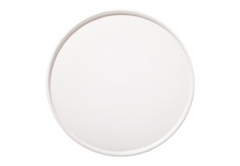 Black plate isolated on white background. Top view mock up.