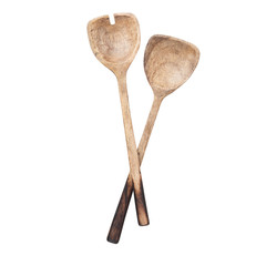 Wooden Kitchen Utensils. Wood spoons on white.