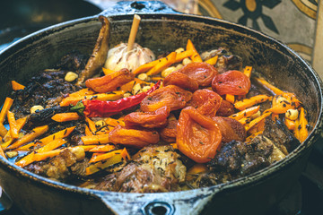 Home cooking of traditional uzbek food, pilau