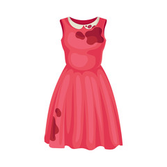 Dirty pink dress with a collar. Vector illustration on a white background.