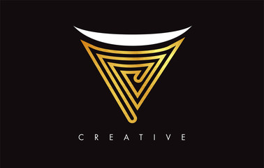 V Golden Letter Modern Trendy Design Logo. Letter V Icon Logo with Modern Monogram