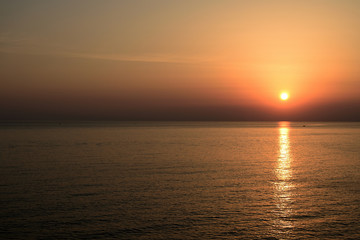 Beautiful sunrise over the sea near the city of Cefalu. Sicily, Italy