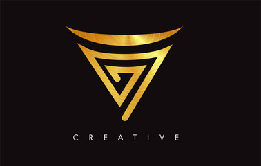 V Golden Letter Modern Trendy Design Logo. Letter V Icon Logo with Modern Monogram