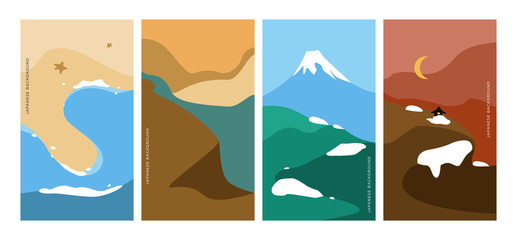 Landscape pattern vector with Japanese wave pattern. Abstract background. Mountain template.