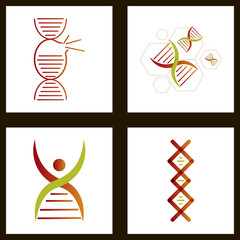 DNA, genetic sign, elements and icons collection