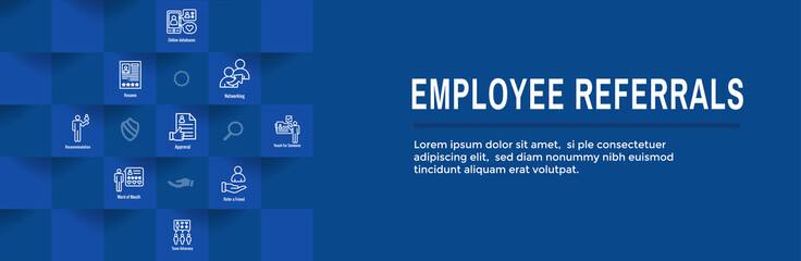 Employee Referrals Icon Set with Web Header Banner