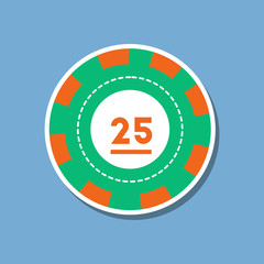 paper sticker on stylish background single poker chips