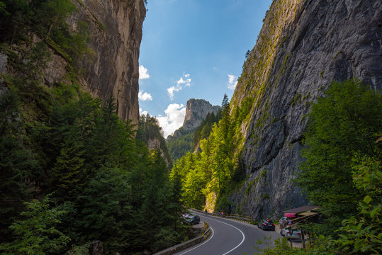 Bicaz Gorge in Romania. One of the most spectacular roads in Carpathian Mountains