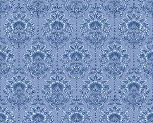 Vector damask seamless pattern background. Classical luxury old fashioned damask ornament, royal victorian seamless texture for wallpapers, textile, wrapping. Exquisite floral baroque template.