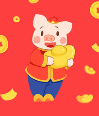 Red Pack, Pig, Pig Year, Money Owner, New Year, Chinese New Year, Spring Festival Festival Eve, Annual Meeting, Blessing, Red Flame, New Year's Festival, Celebration, Spring Festival, New Year's Goods