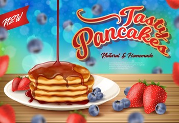 Label Inscription New Fasty Pancakes Realistic.
