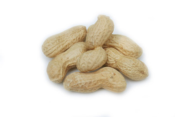 Peanuts in nutshell isolated on white background