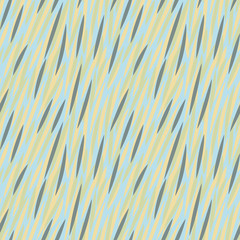 A seamless vector abstract pattern with strokes in pastel blue and yellow. Surface print design.