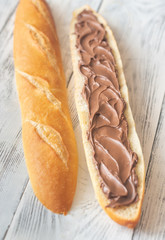 Baguette with chocolate cream