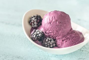 Bowl of blackberry ice-cream