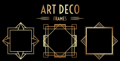 Geometric Art Deco Border or Frame Design - obrazy, fototapety, plakaty