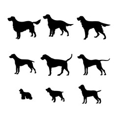 set of dog silhouettes of dogs
