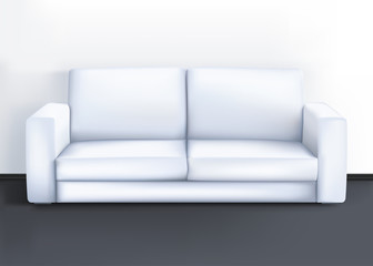 White sofa isolated on a light background. Vector illustration.