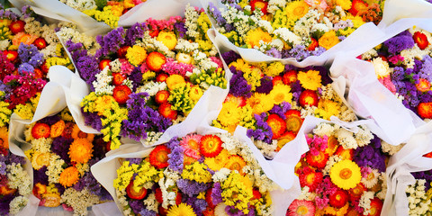 colorful bouquet of dried flowers
