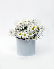 white bouquet roses in vase isolated on white background