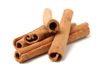 Cinnamon on a white background