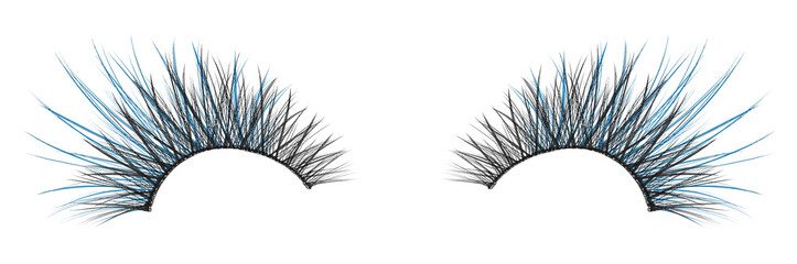 Blue false eyelash isolated on white background.Makeup Concept.